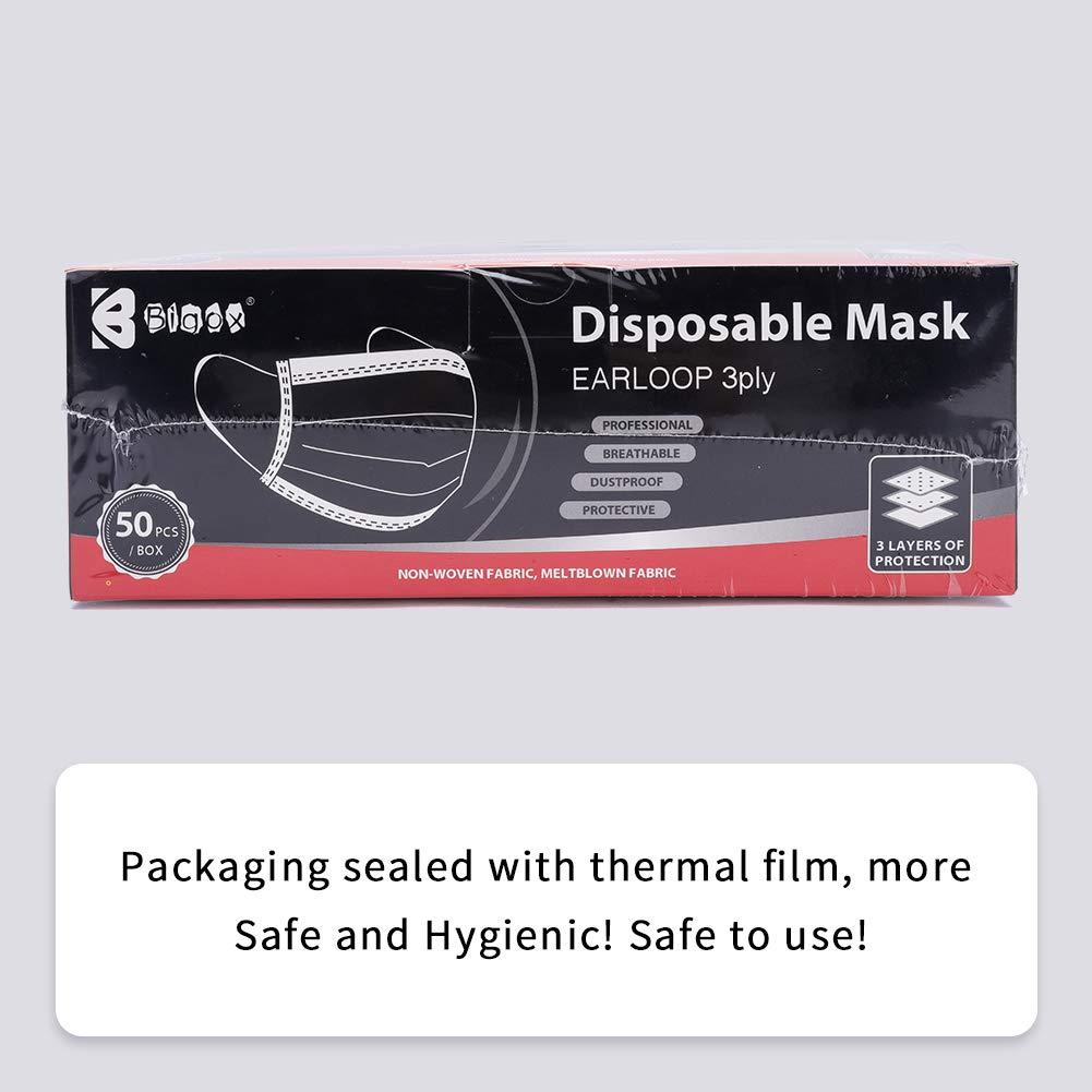 bigox bigox Meltblown Fabric Disposable Face Mask (Black, Without Valve, Pack of 50) for Unisex