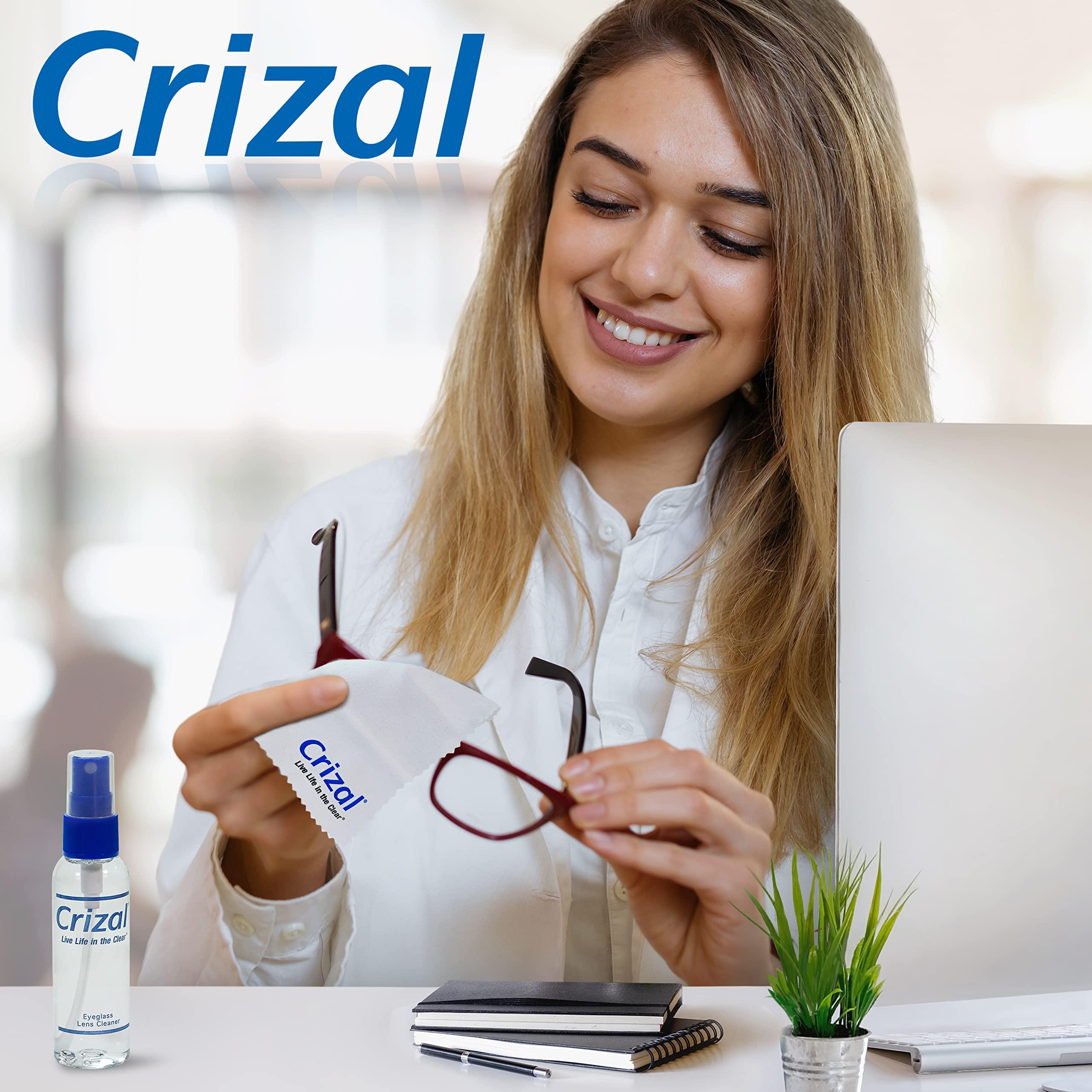 Crizal Crizal Eye Glasses Cleaning Cloth and Spray | Crizal Lens Cleaner (2 oz) with Crizal 6 1/2\" x 6 1/2\" Microfiber Cloth. #1 Doctor Recommended Crizal Anti Reflective Lenses-3 Pack
