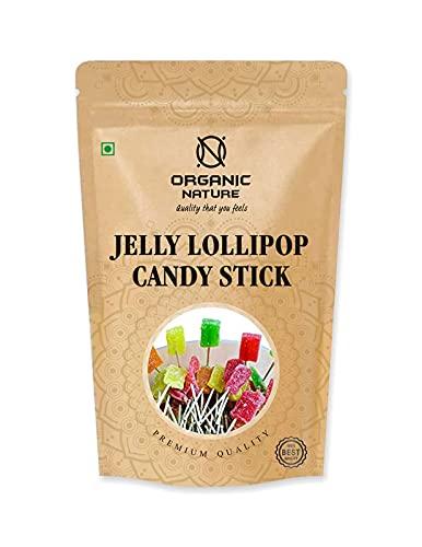 ORGANIC NATURE Organic Nature Yummy Jelly Lollipops| Sugar Coated Jelly Lollipops | Mix Fruit | Vegetarian | for Kids | Assorted Jelly Candy 200 Gram