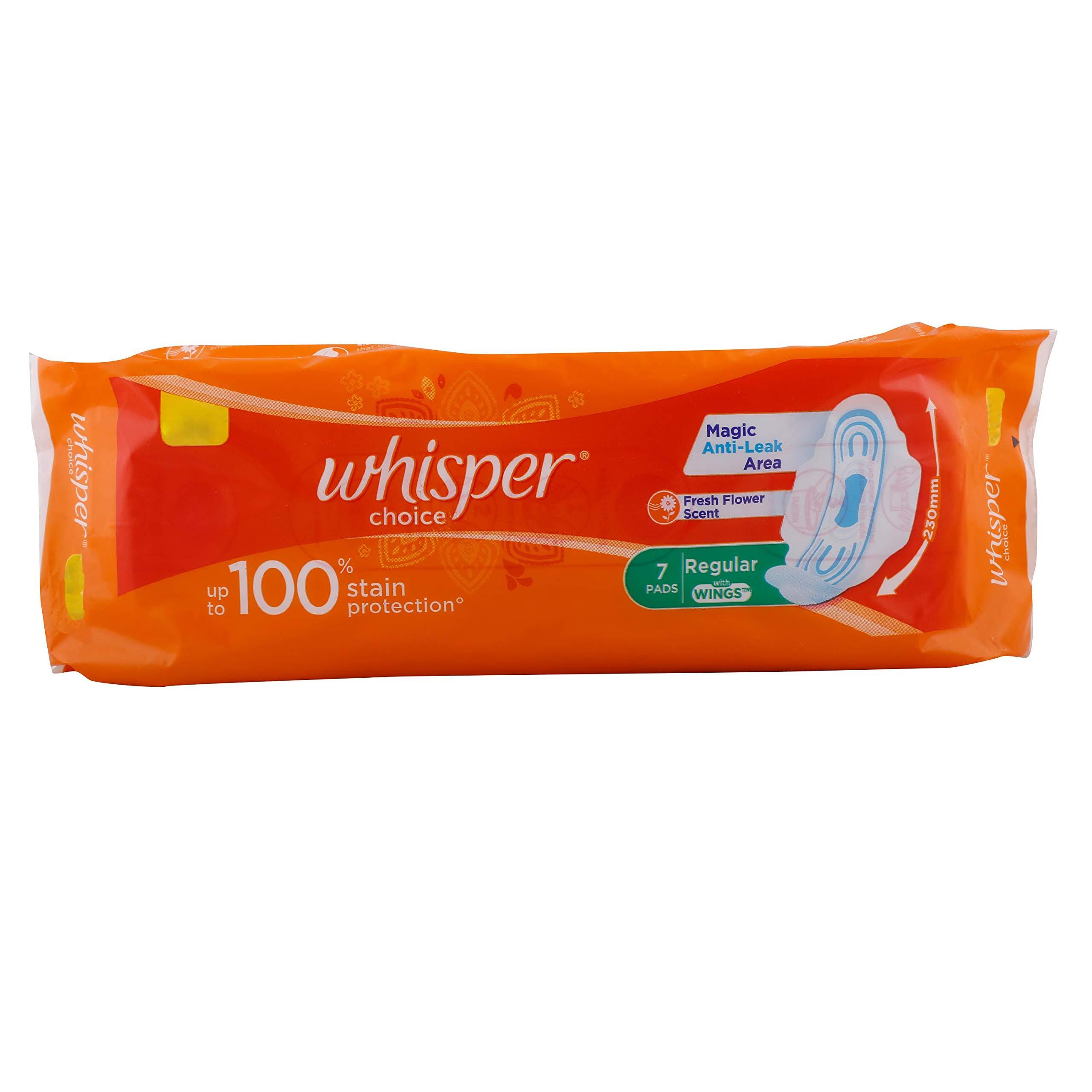 Whisper Whisper Choice Sanitary Napkins Ultra with Wings -Pack of 7 Pads (Regular)