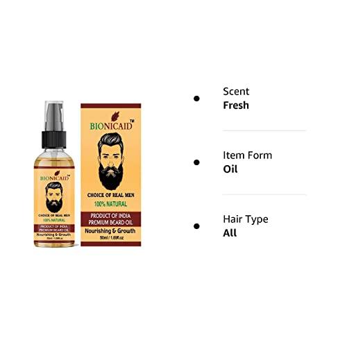 BIONICAID Bionicaid Beard Growth Oil - 50ml - More Moustache Beard Growth, With Redensyl, 8 Natural Oils including Jojoba Oil, Vitamin E, Nourishment & Strengthening | Beard Oil for Patchy and Uneven Best Beard Growth Oil for Men