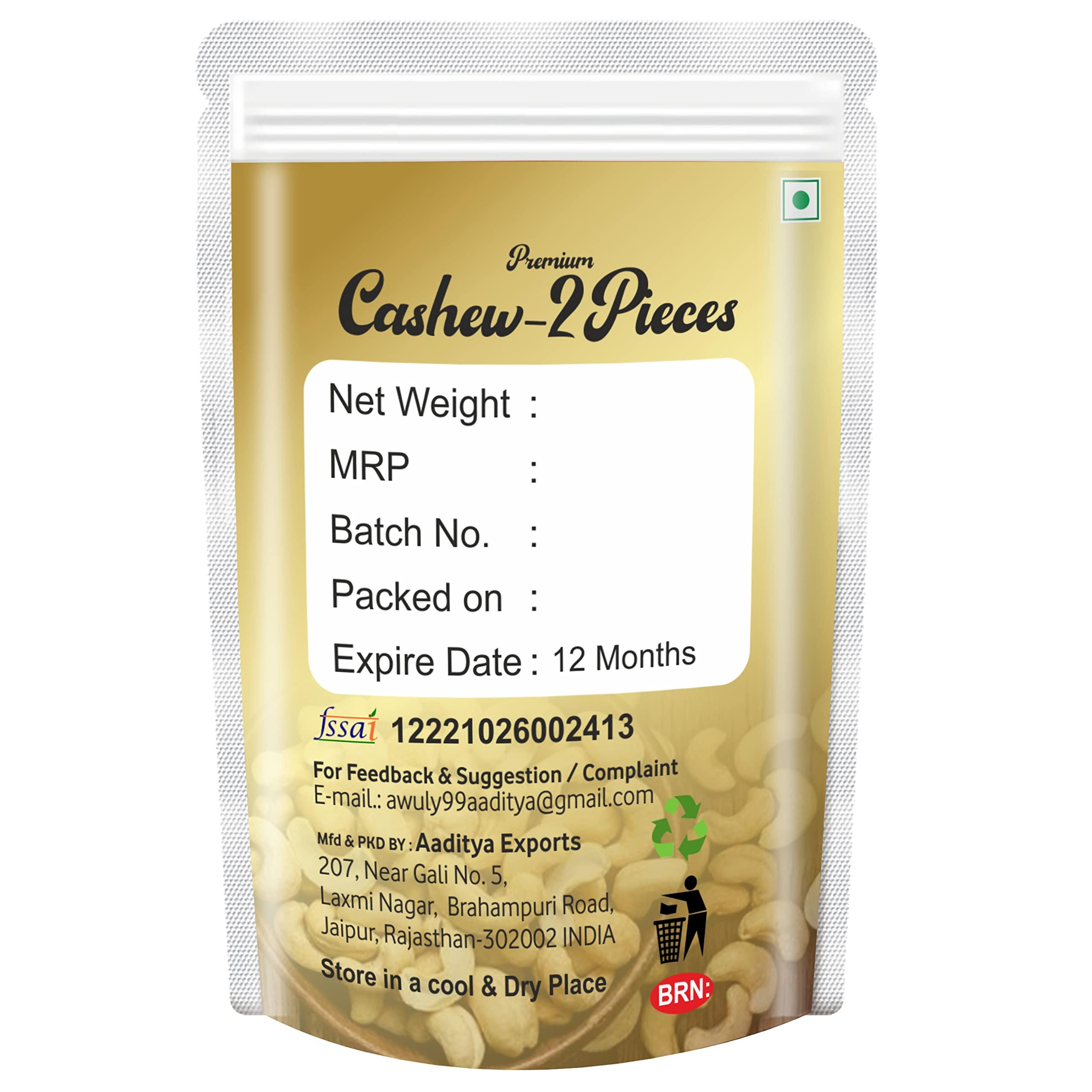 AWULY AWULY Cashew Nuts 200gms, Split Cashews Broken 2 Pieces, Dry Nut (Kaju 2 Tukda/Kaju Fada)