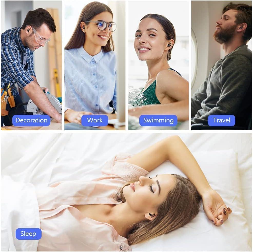 AUGEN AUGEN Ear Plugs for Sleeping, Noise Canceling, Reusable Silicone Earplugs for Hearing Protection, Waterproof EarPlugs Suitable for Sleeping Swimming Studying Traveling Concerts Airplanes (White C, M9)