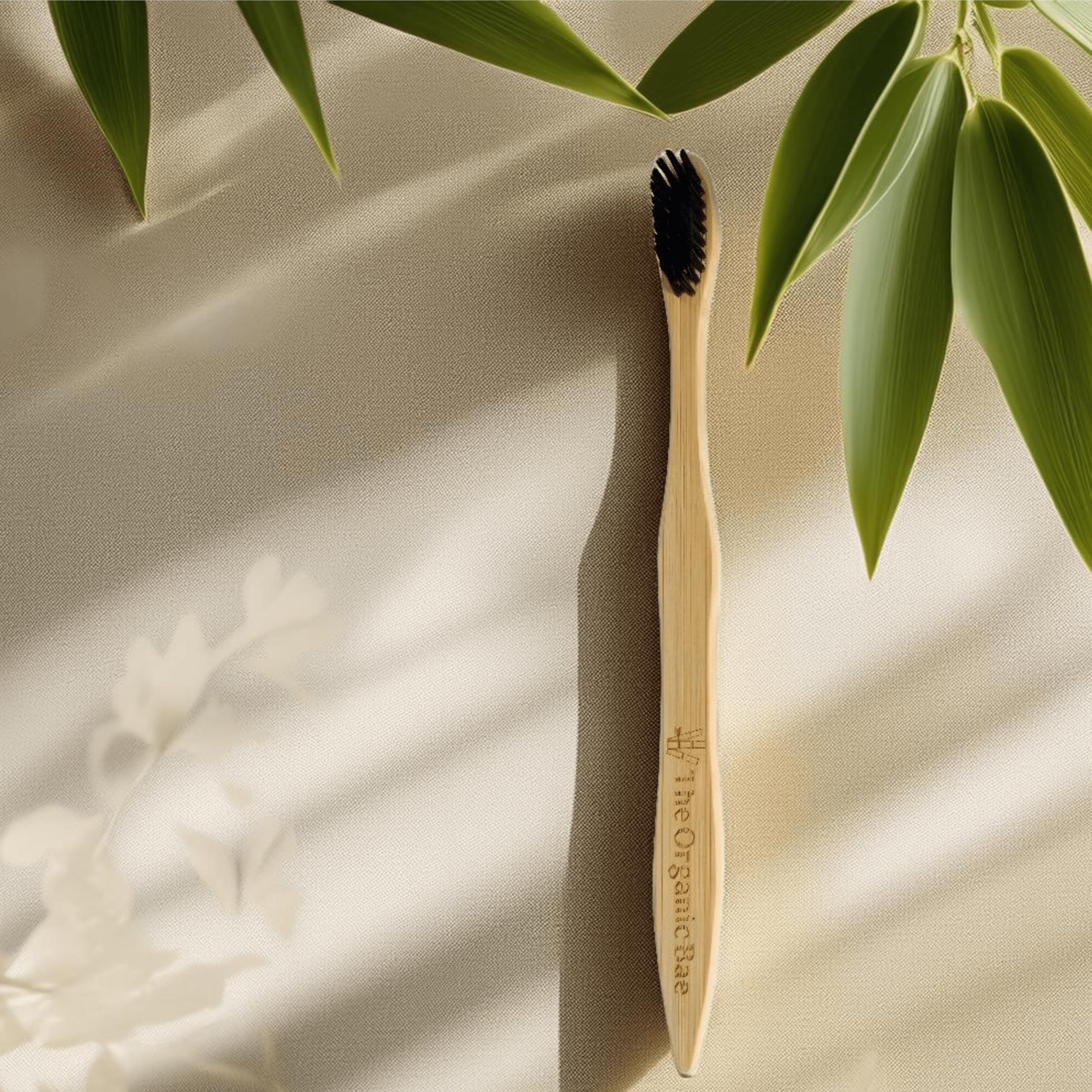 THE ORGANIC BAE The Organic Bae Bamboo Toothbrushes - Pack of 3 | Charcoal Infused Soft Bristles | Eco-Friendly & Biodegradable | Ergonomic, Splinter-Free Design for Sensitive Gums