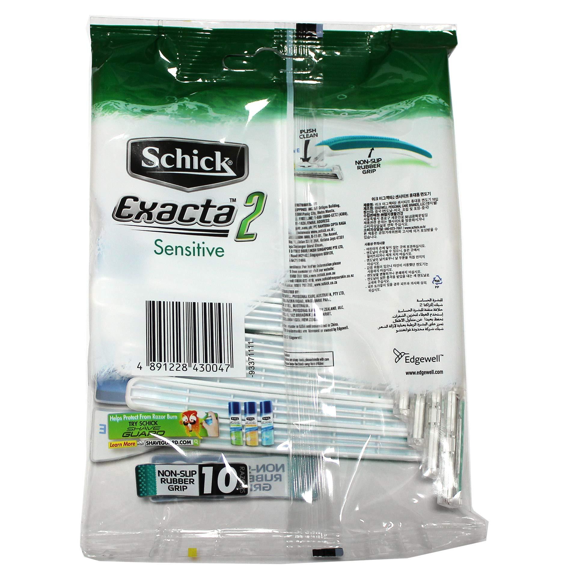 SCHICK Schick Exacta2 Sensitive Disposable Razor, 10 Count( Pack of 2)