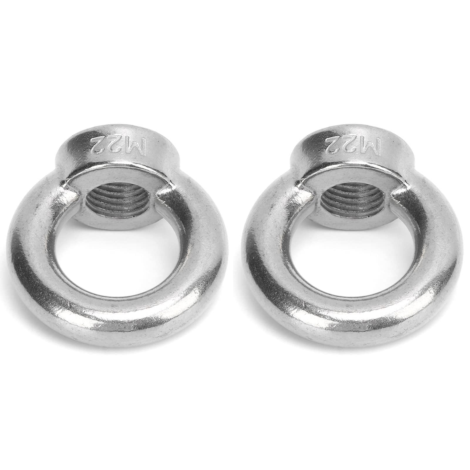 Sutinna Eye Screw Nut, Mutifuctional Lifting Eye Nut Stainless Steel Convenient Durable Reliable for Industry/Yachts/Boats for Ship Lifting(M22)