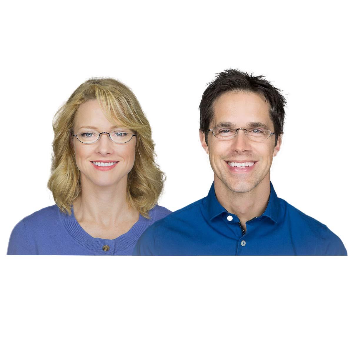 COVESATO COVESATO Half Frame Reading Glasses, Half Metal Moon Readers for Women Men, 2 Pack(gray,black), X