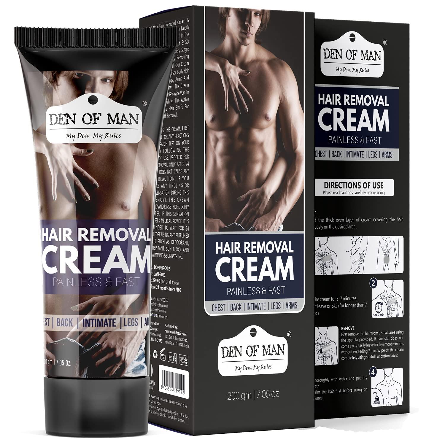 Den of Man Den of Man® No Bad Smell Hair Removal Cream For Men, 200gm, Chest, Back, Legs, Under Arms & Private Parts