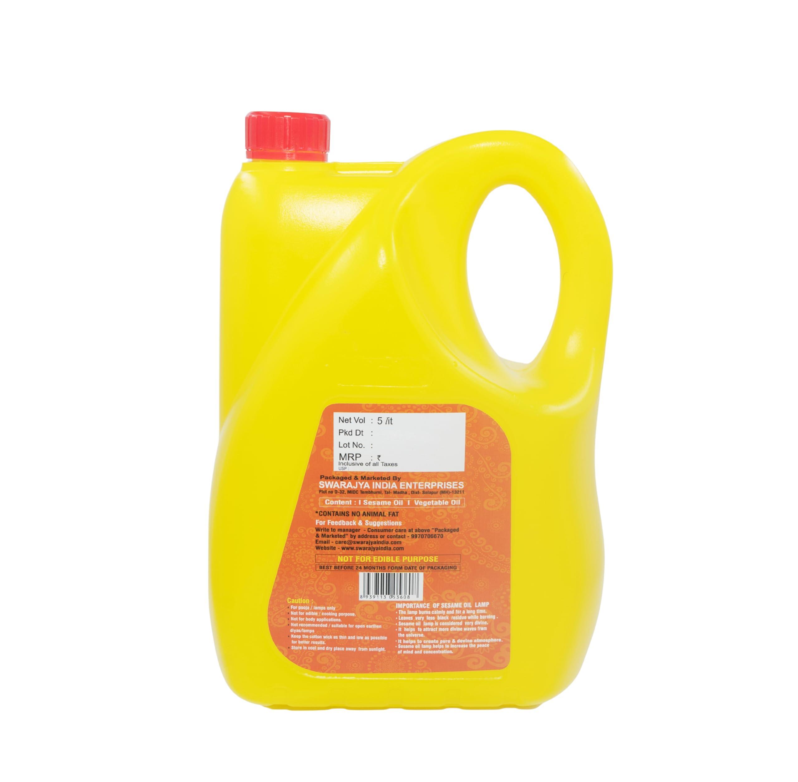 Swarajya India Swarajya India TIL JYOTI Lamp Oil | Jasmine Fragrance | Sacred Aroma for Spiritual Rituals | 5 Litre