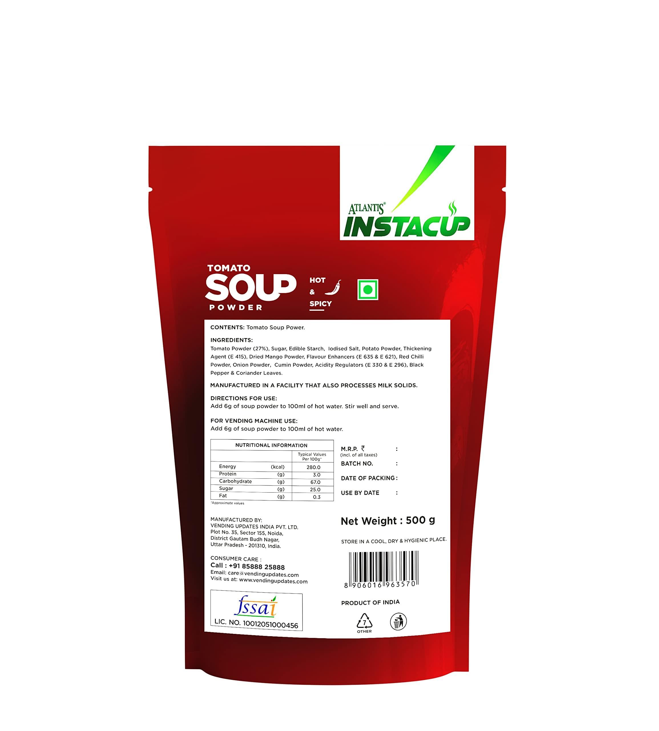 ATLANTIS Atlantis Insta Cup Hot and Spicy Tomato Soup Premix Powder One Pouch 500 gms Just Add Hot Water-Pack Of 5 2.5 Kg