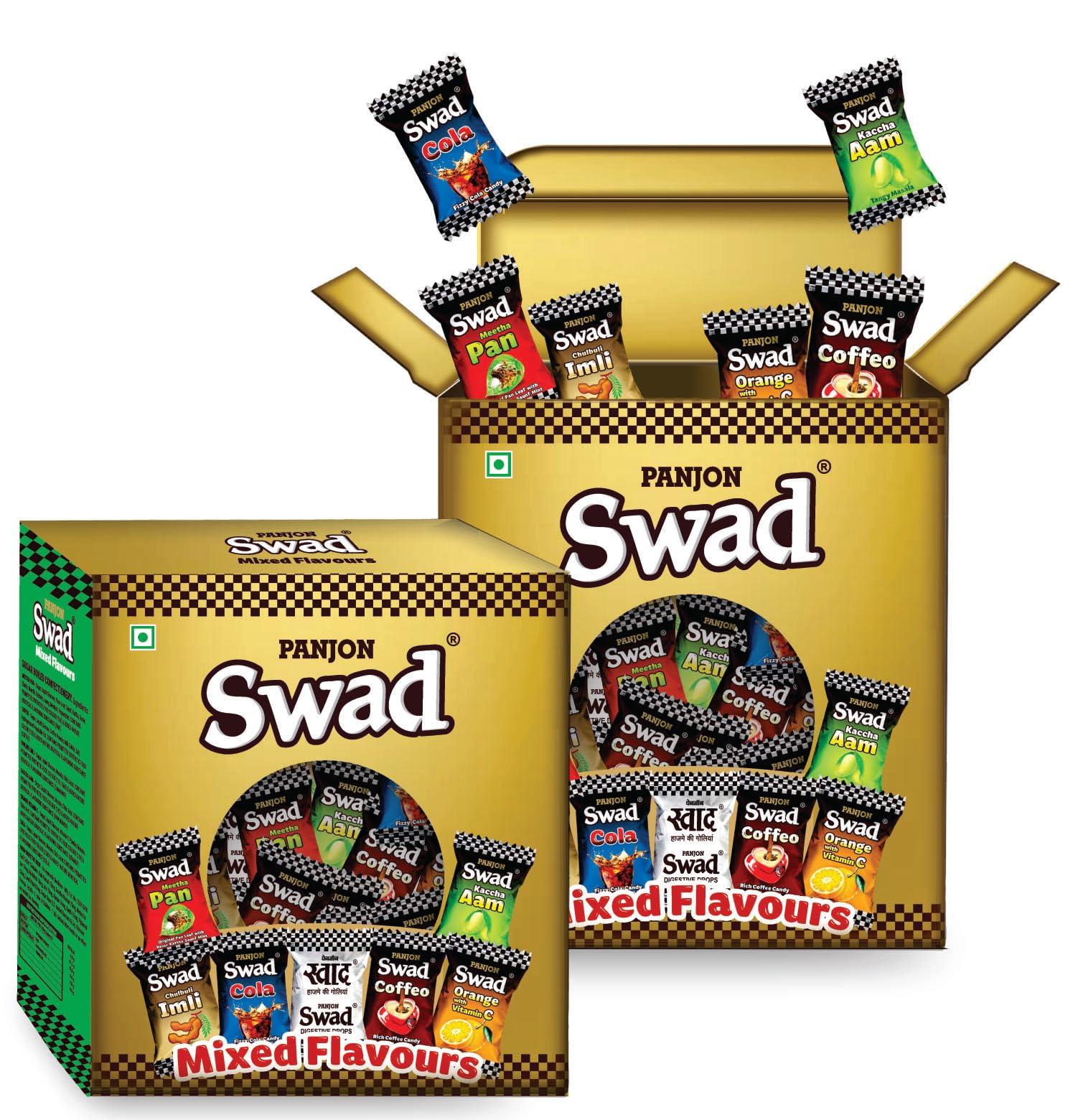 Swad Swad Gift Box, Mixed Flavours Candy (Imli, Pan, Kaccha Aam, Coffee, Cola, Orange) 125 Toffee x 2 Box Pack
