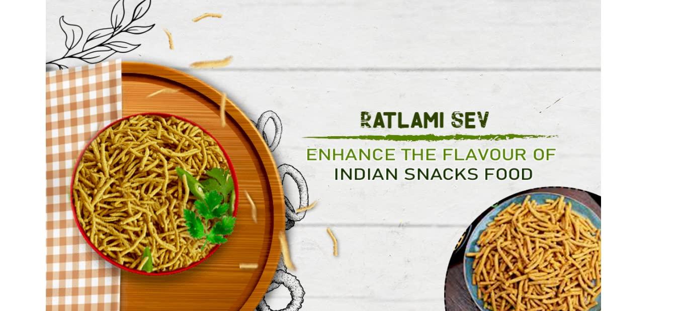 GHOTARAM GFP Namkeen Farshan Ratlami Sev/Besan Bhujia Long Sev Snack/Ratlami Namkeen Sev/Indore's Famous Ratlami Sev Crispy & Crunchy Snack from the Heart of Madhya Pradesh-1Kg*3Pack
