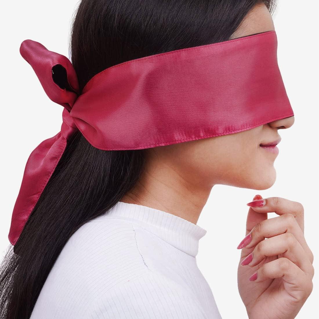 HOME MART HOME MART Adjustable Satin Blindfold/Eye Cover/Sleep Mask/Satin Eye Covers for Couple,Travel, Nap, Meditation (PACK 0F 3)