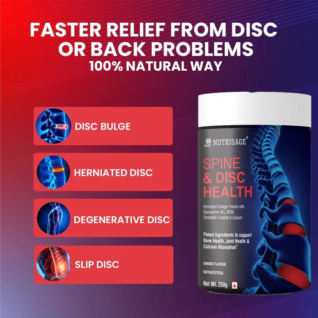 Nutrisage Nutrisage Spine & Disc Health Powder I 20-in-1 powerful ingredients I Back Pain and Neck Pain Support for Disc Bulge, Herniated, Slip Disc and Degenerative Discs,250 gm