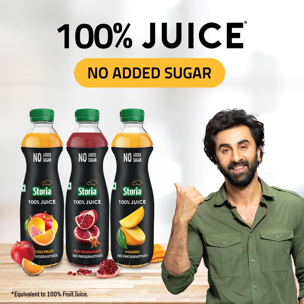 Storia Storia 100% Fruit Juice- Pomegranate- No Added Sugar & No Preservatives- 750 ml PET Bottle Pack of 2