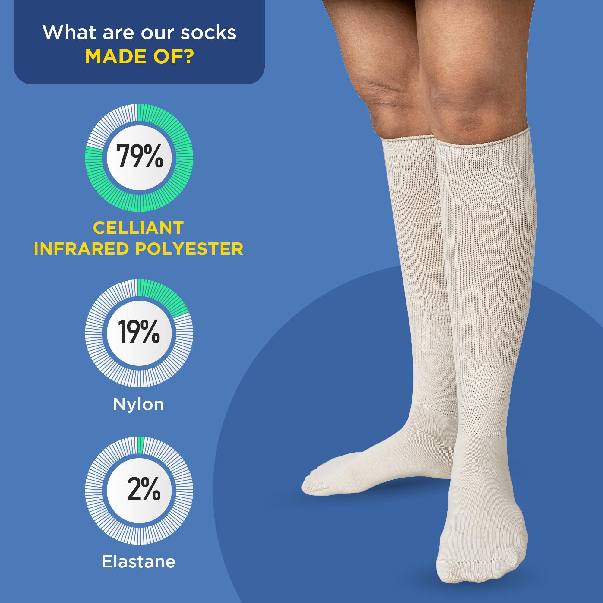 Syounaa Syounaa Socks for Diabetes & Neuropathy Knee Length for Men & Women | Reduces Cramps, Swelling, Burning sensation & Pain relief | Superior Infrared Celliant Technology | Beige, 1 pair
