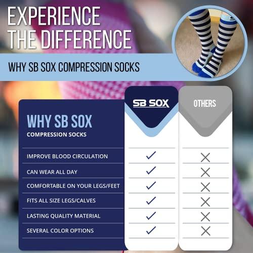 SB SOX SB SOX Lite Compression Socks (15-20mmHg) for Men & Women - Best Stockings for Running, Medical, Athletic, Edema, Diabetic, Varicose Veins, Travel, Pregnancy, Shin Splints, Nursing. (Black/Blue, S/M)