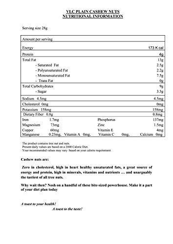 VLC Natural Unroasted Premium Large Size Cashews W240 Grade 250gms