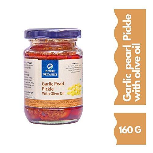 FUTURE ORGANICS –Eat Oragnic! Be Organic!! Future Organics Andhra Garlic Pearl with Olive Oil Pickle - 160 Grams | 100% Fresh Achar with Homemade Taste & Pure Natural Healthy Ingredients