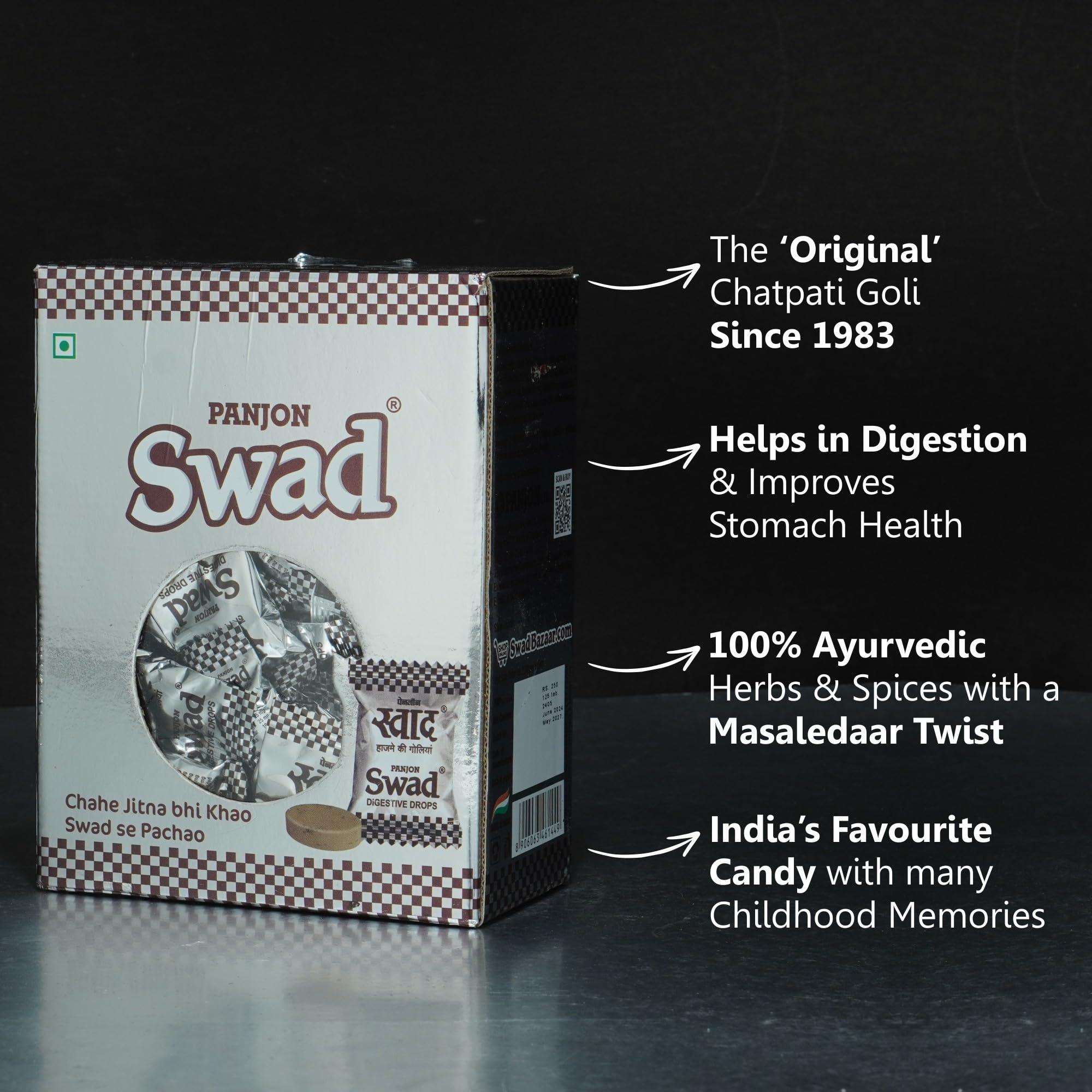 Swad Swad Digestive Drops Candy Gift Box (Original Flavour since 1986, Organic & Tasty) 125 Toffee x 1 Box Pack