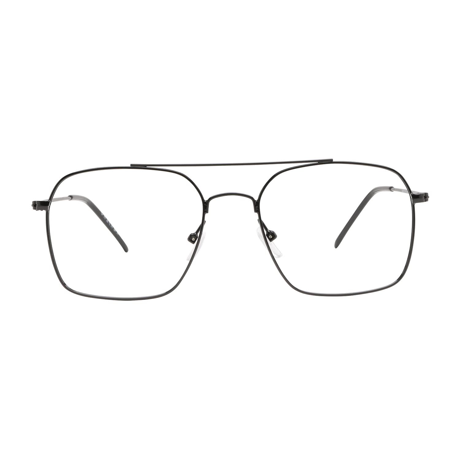 CHASHMA CHASHMA Zero Power Computer Glasses, Square Glasses for Men, Dual Side AR Coating, UV Protection Glasses - (Gunmetal Colour Frame, 52mm, Medium) - Pack of 1