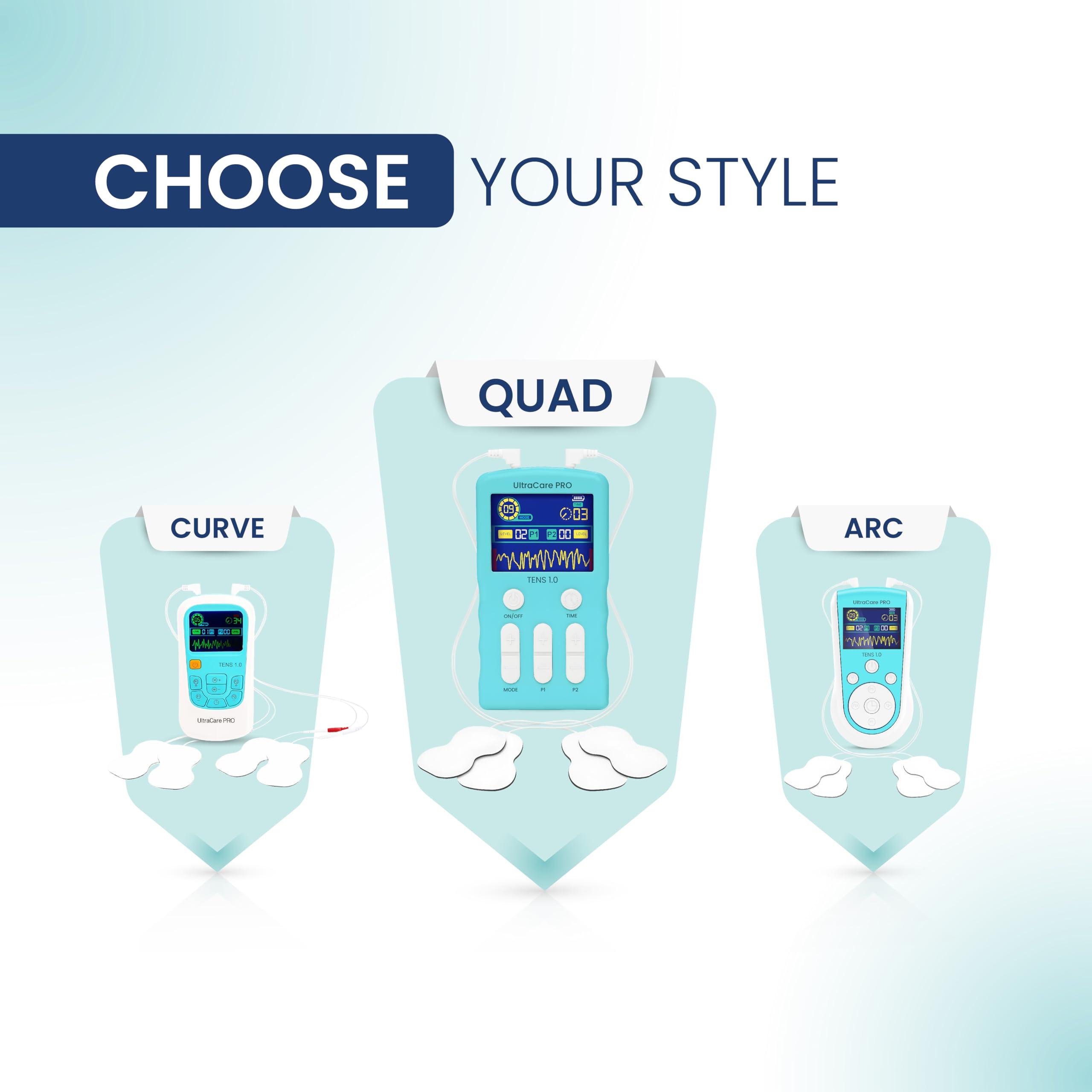 UltraCare PRO UltraCare PRO TENS 1.0 (QUAD) - TENS Machine for Physiotherapy - Joint & Muscle Pain Relief - 25 Modes 50 Intensity Levels - Rechargeable - Dual Channel - Travel Friendly - Portable & Lightweight