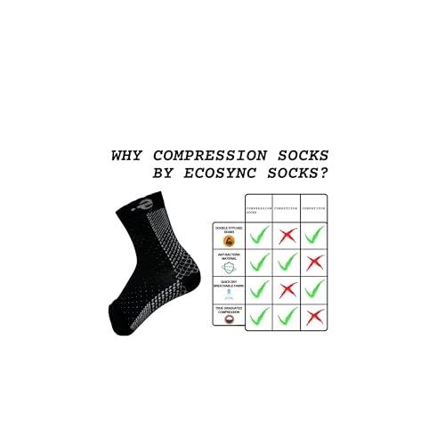 ecosync ecosync Unisex Cotton Orthopedic Neuropathy Socks For Men Women Outdoor Sport, Open Toe Foot Sleeves Compression Socks for Ankle Swelling, Achilles Tendon, Arch Support, Injury Recovery(Black)