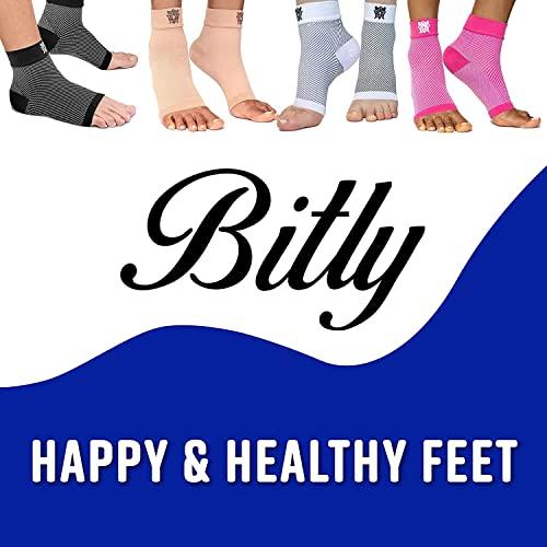 Bitly Bitly Bitly Plantar Fasciitis Compression sleeves - Better than Night Splint Socks, Shoe, Insoles, Inserts & Orthotics for Foot, Ankle Pain Relief for men, women, nurses, maternity, pregnancy, running & heel spur