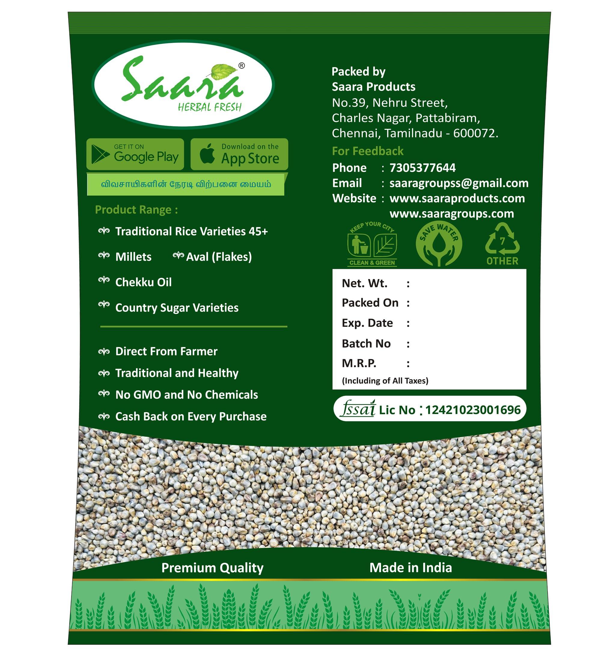 SAARA SAARA Pearl Millet Whole Grain, 950g | Kambu Cleaned| Bajra | Sajjalu | Sajje, 950g