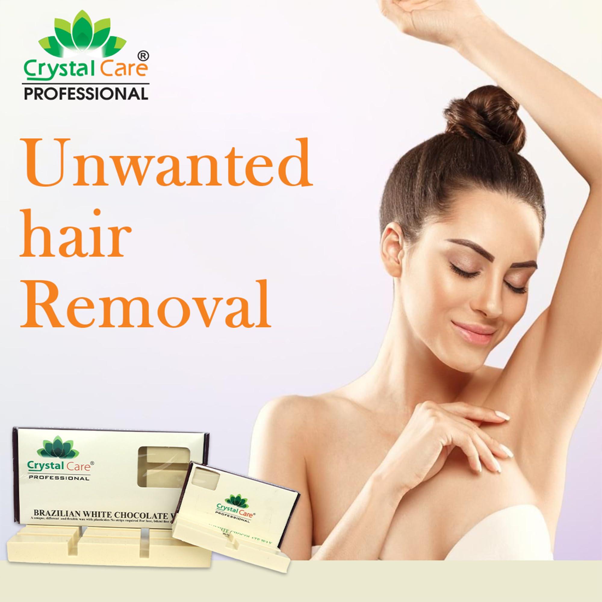 CRYSTAL CARE CRYSTAL CARE Brazilian White Chocolate Wax - Premium No Strips Required Hair Removal for Face, Bikini Line & Underarms | 100g Pack | Gentle and Effective Brazilian Wax with Delightful Chocolate Scent | Ideal for Sensitive Skin | Salon-Quality Results