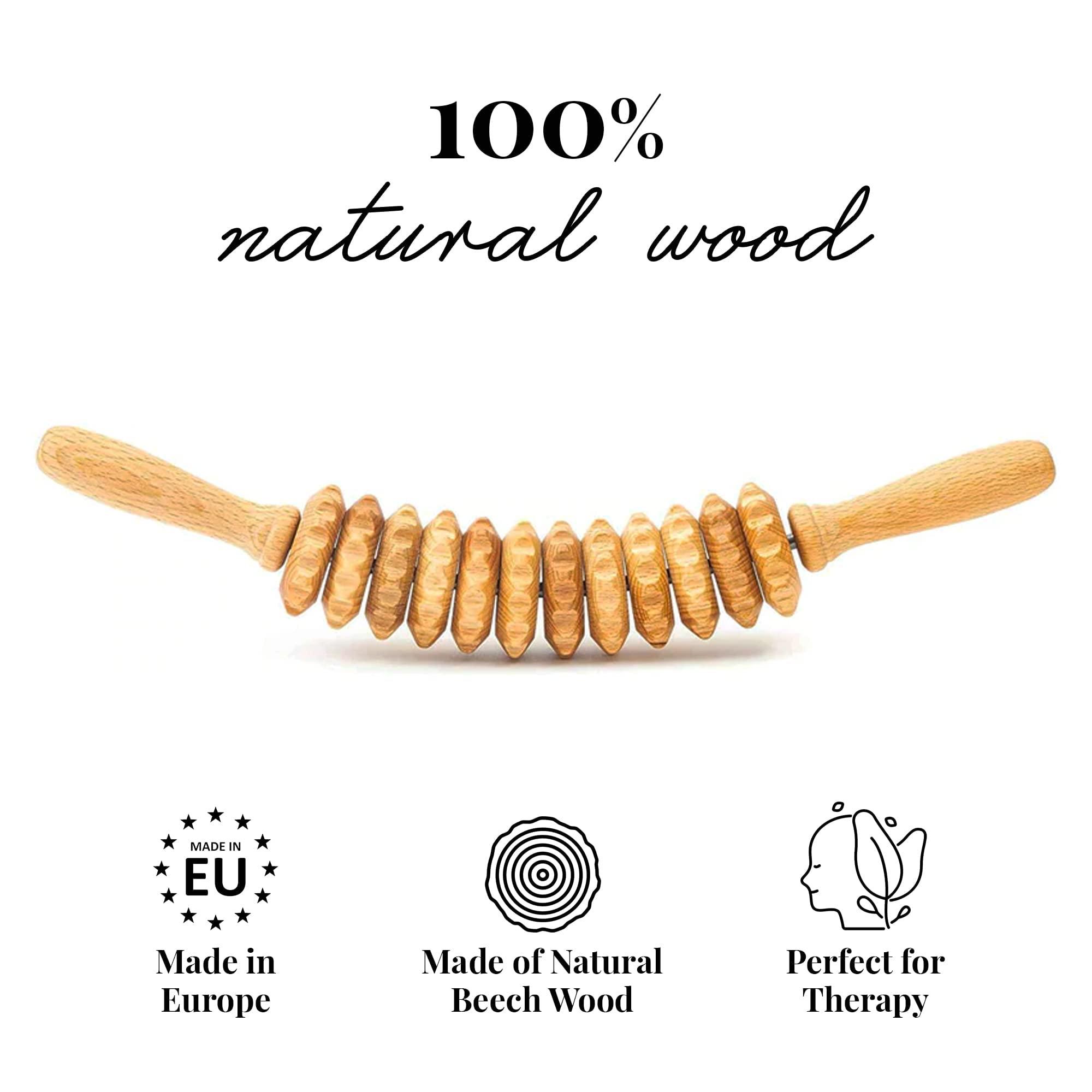 tuuli Tuuli Accessories - Curved Wooden Massage Roller for Waist and Thigh, Multi-Functional Body Roller for Cellulite Reduction and Muscle Tension, Natural Massager for Women and Men