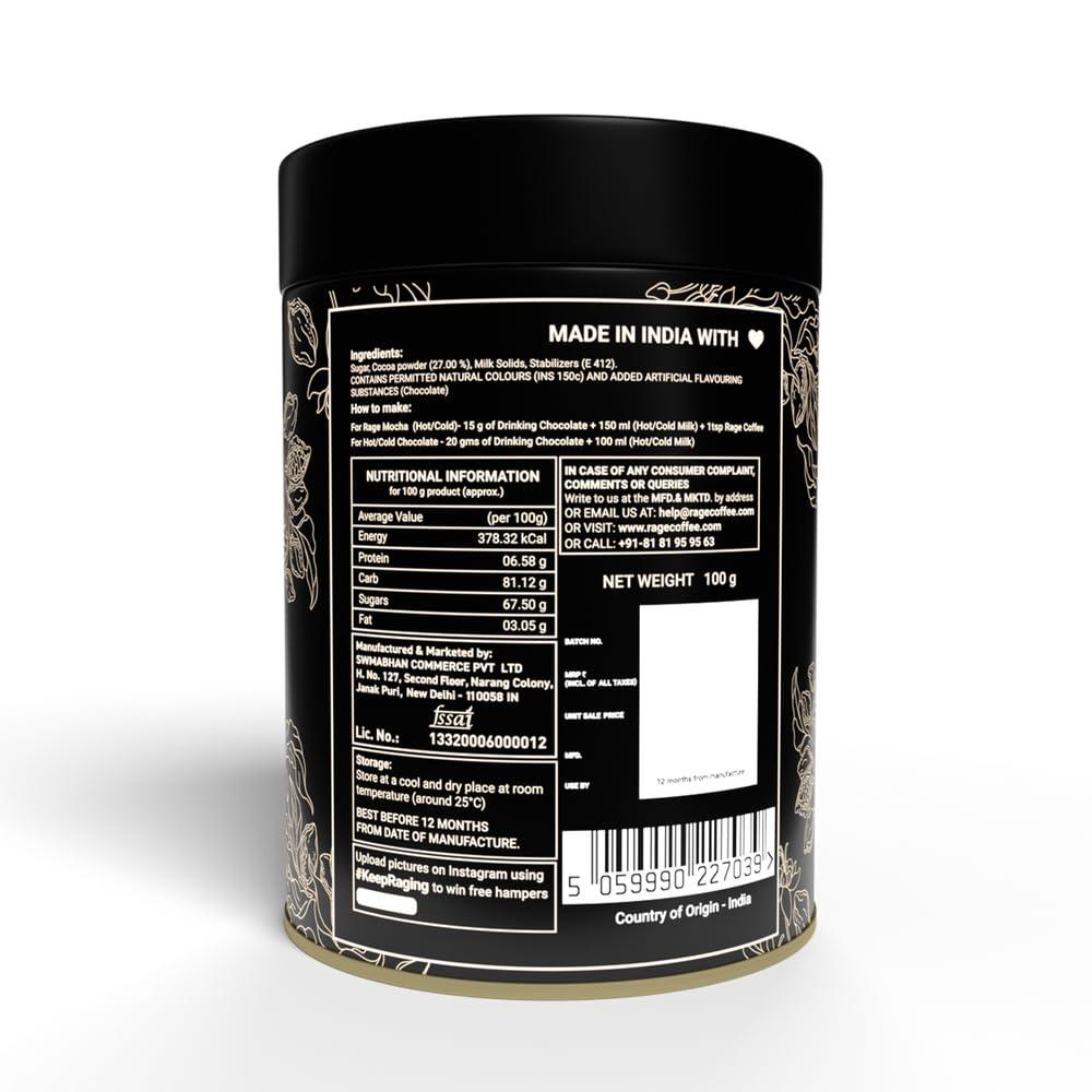 RAGE COFFEE Rage Coffee Combo - Flavoured Instant Coffee With Drinking Chocolate Powder Mix | Dark Chocolate Flavoured Coffee | 100 gms Each | Enjoy Hot Chocolate, Hot or Cold Coffee | Made In India