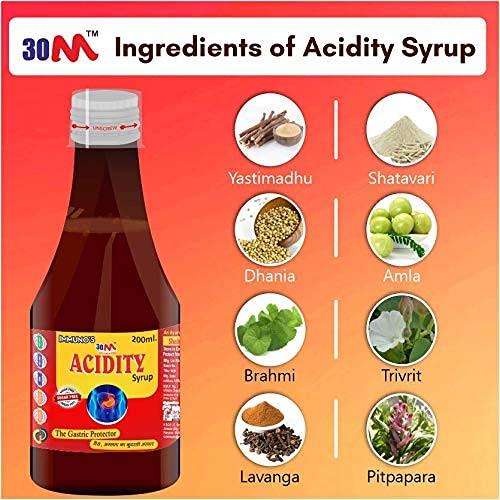 30M 30M Ayurvedic Acidity Gas Relief Medicine Syrup for Hyperacidity, Indigestion, Gas, Flatulence, Heartburn, Reflux Esophagitis, Lesions of stomach (Pack of 2) (200 ml)