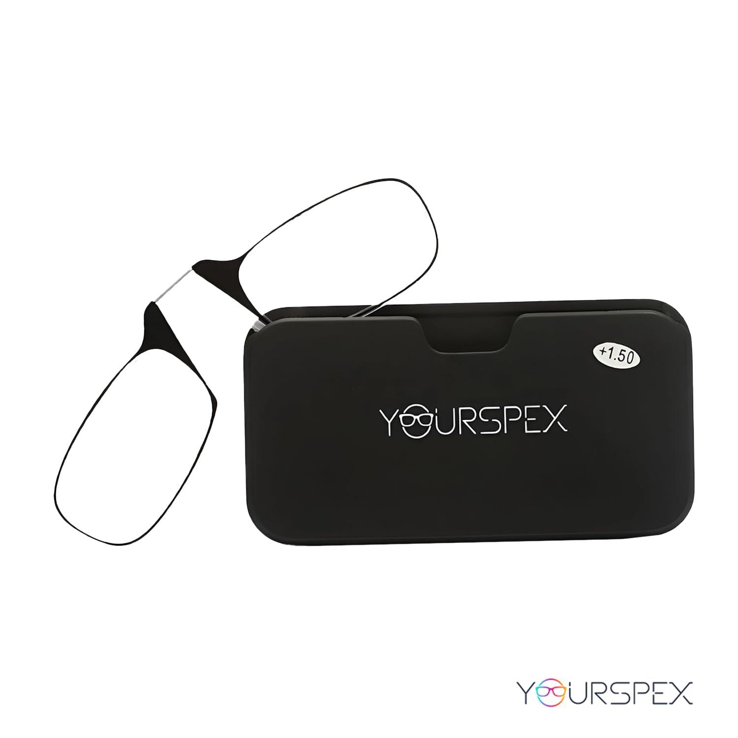 YOURSPEX YOURSPEX Nose Clip Reading Eyeglasses | Black Pod Case | Clear Frame (2.00 Lens Power, Black)