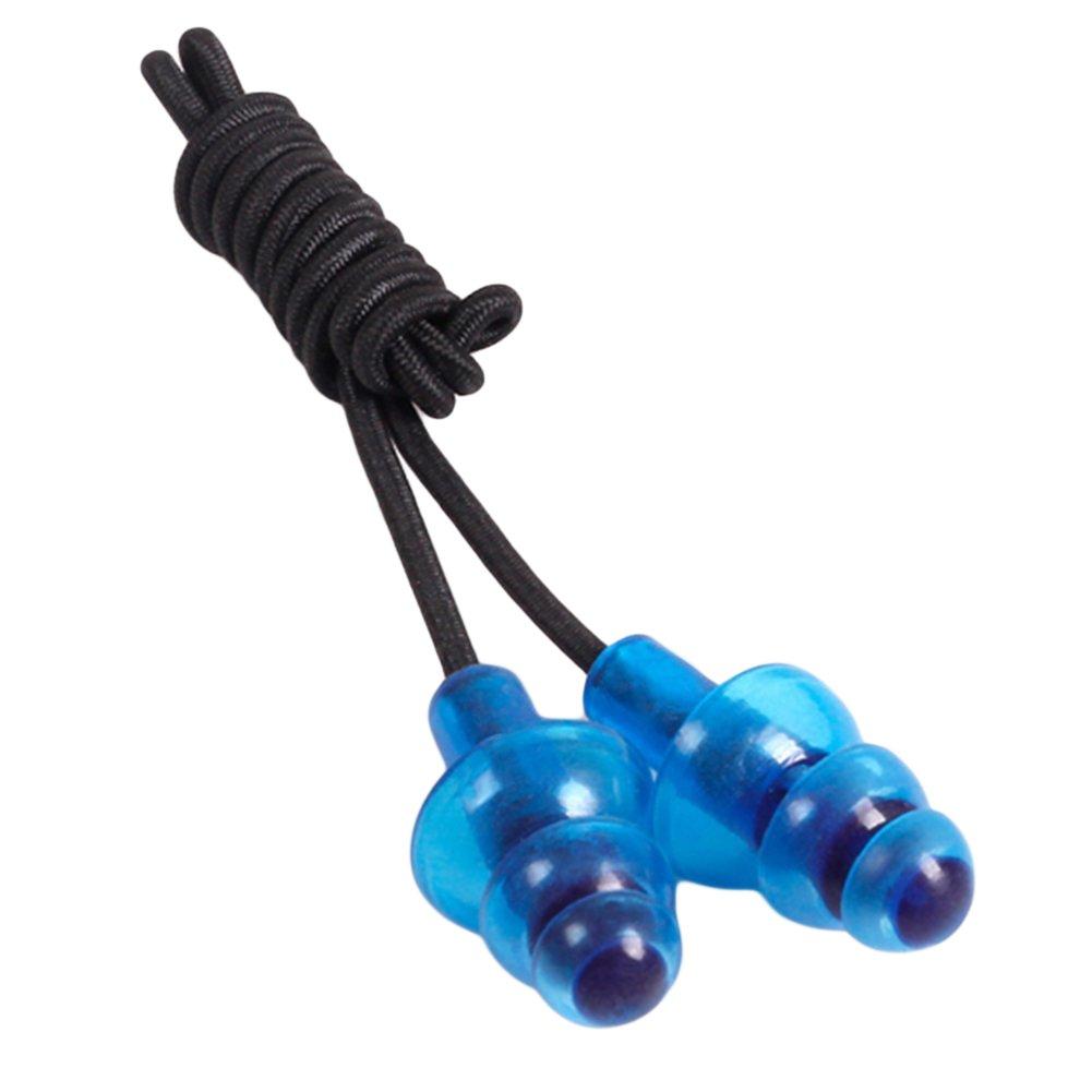 WARP WARP Silicone Waterproof Ear Plugs with Black Elastic Rubber String and Storage Box for Sleeping and Swimming (Blue)