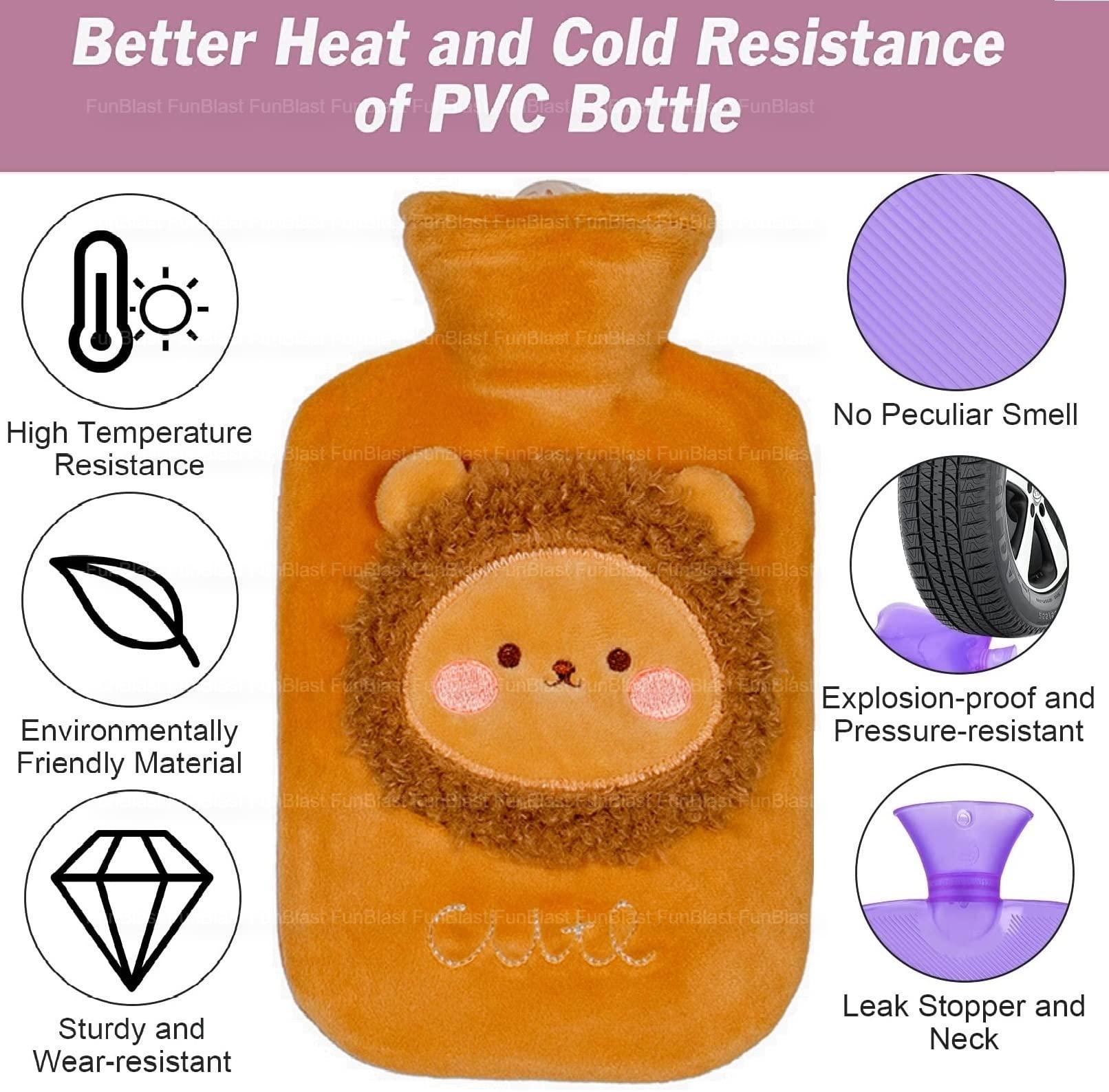 FunBlast FunBlast Hot Water Bag with Cute Cartoon Design Soft Cover for Pain Relief 1 Pcs Heating Bag, Heating Pad Hot Water Bottle & Rubber Bottle for Hot Water Bag for Pain Relief- 1000 ML (Random Color)