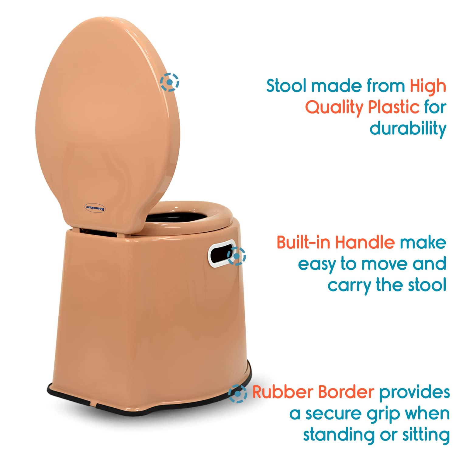 KosmoCare KosmoCare Plastic Portable Commode Toilet Stool, Commode Stool, Toilet Commode For Patients, Indian Commode Stool, Portable Toilet Seat For Adult, Kids & Handicap People, White