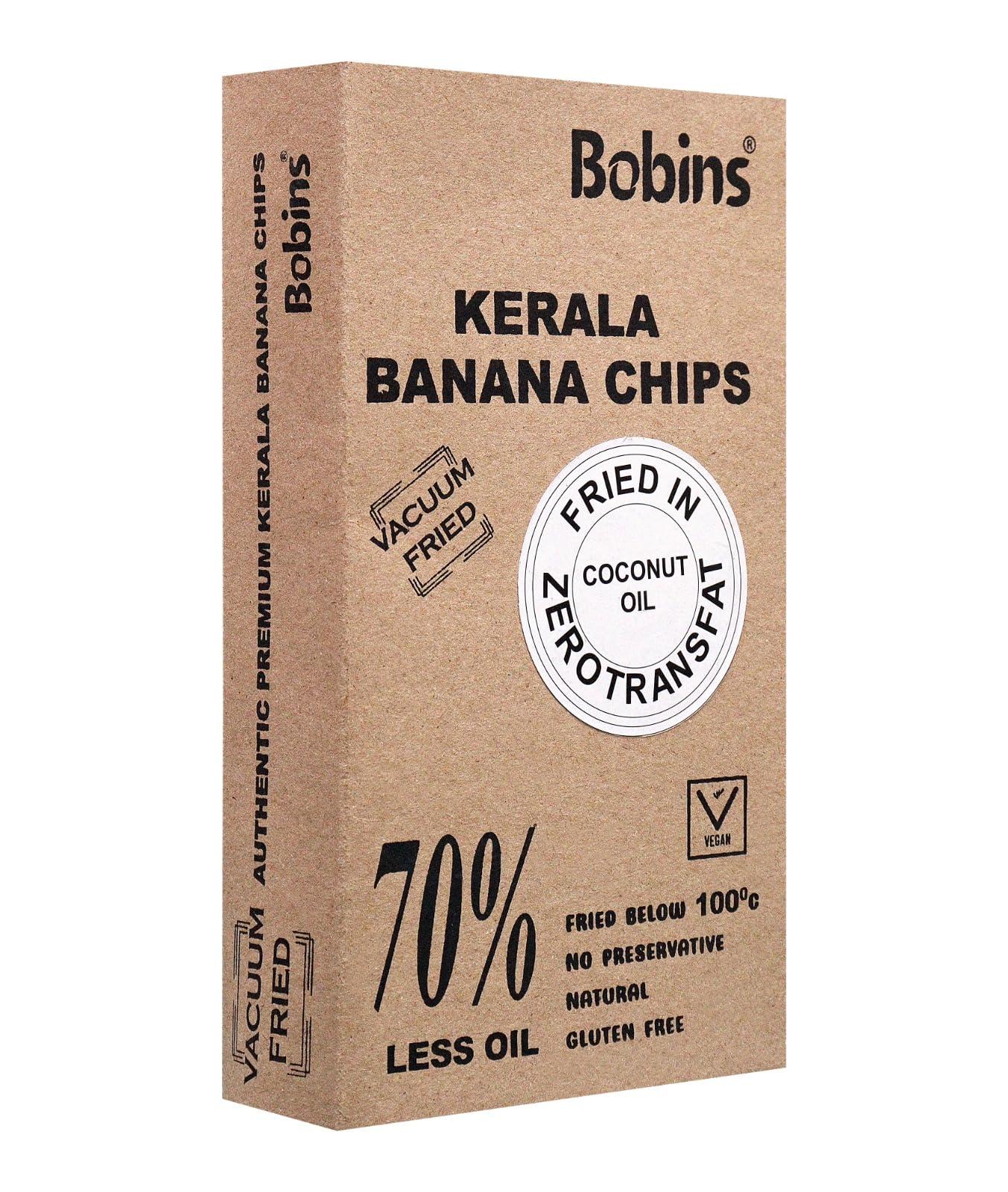Bobins Bobins Vacuum Fried Kerala Banana Chips - Thin, Crunchy, and Health-Conscious Delight (100g) Pack of 1