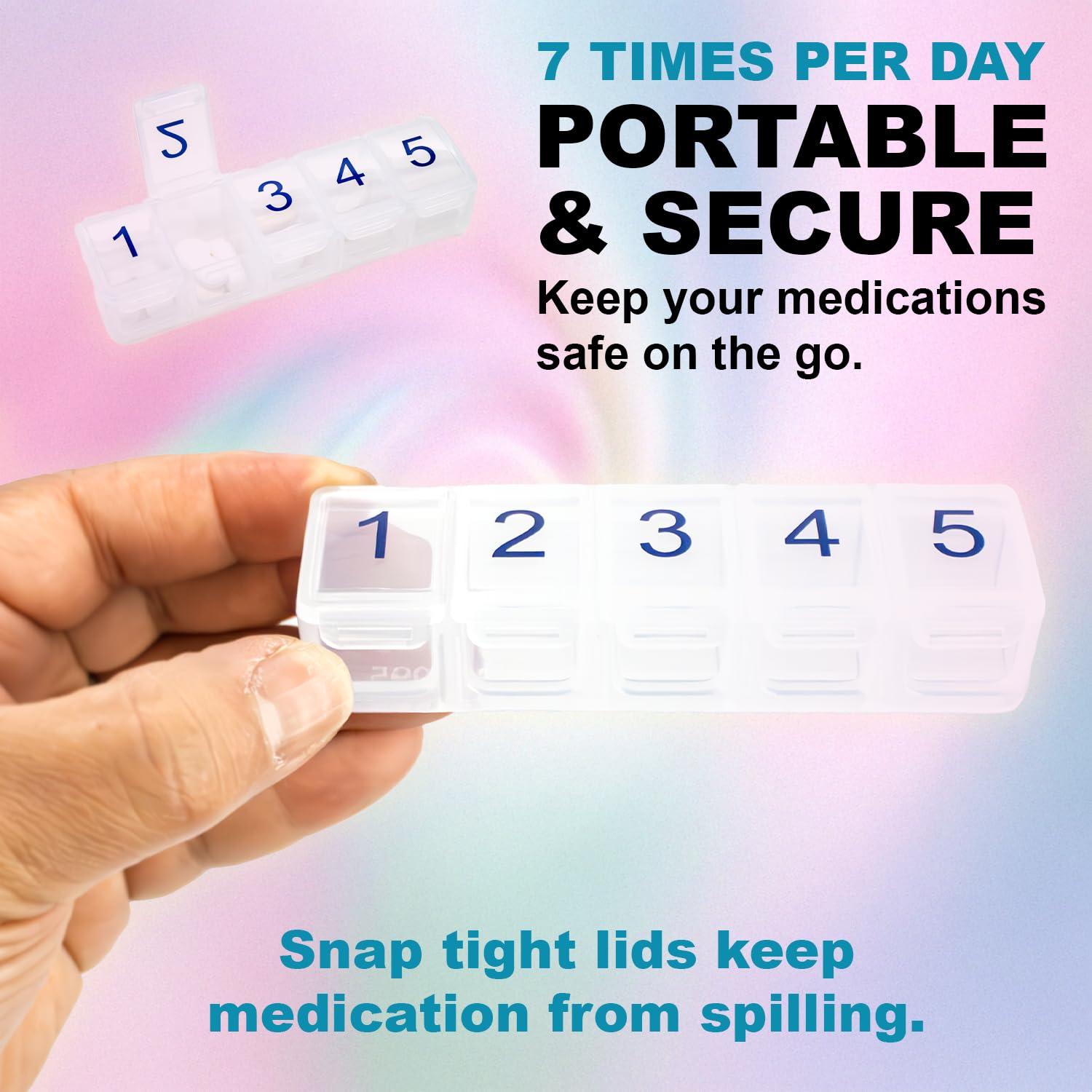 e-pill Medication Reminders 5 X Per Day Pillbox Organize and Dispense all your pills up to five times per day with this e-pill pill box.