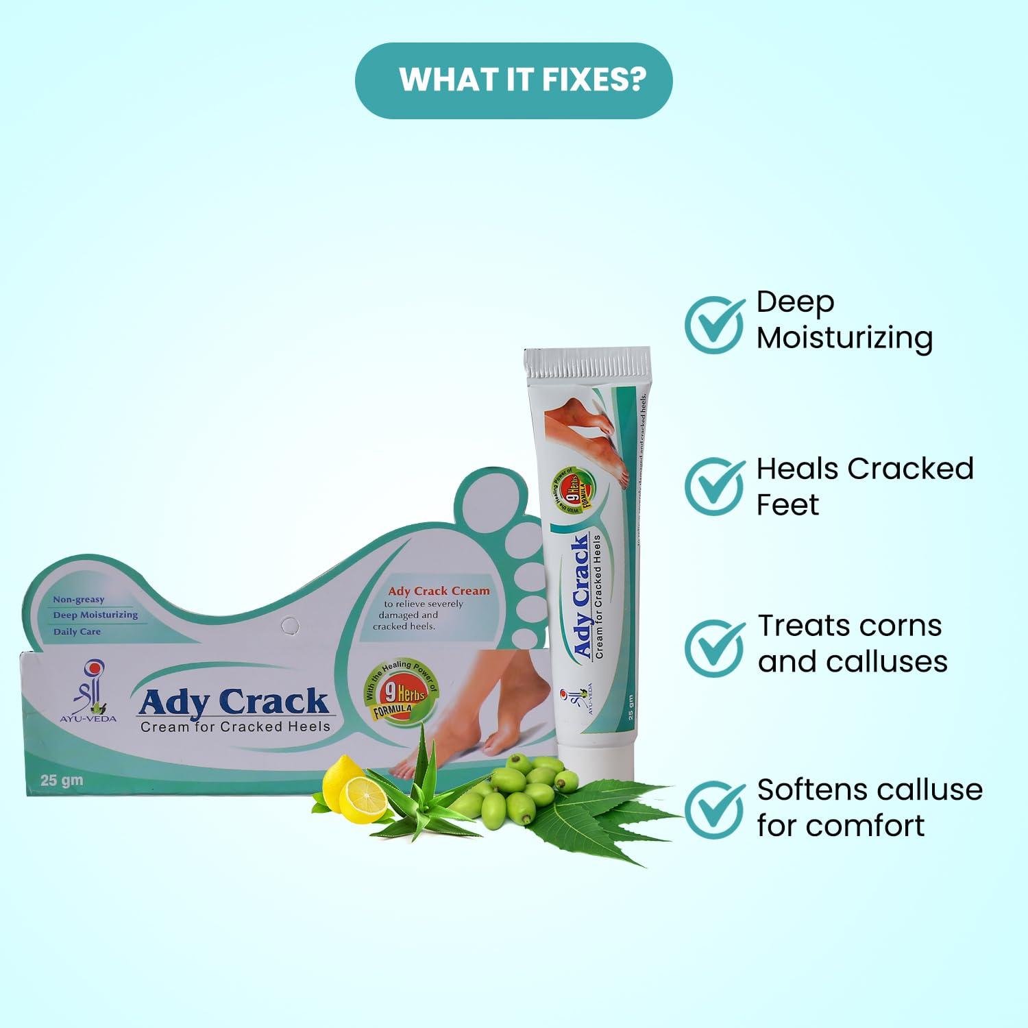 LABOLIA Shree Ayu-Veda Ady Crack Cream, Foot cream, For Dry & Cracked Feet, Moisturizes & Soothes Feet, Heel Repair, Chapped Skin | 9 Herbs Formula - 5 x 25g (pack of 5)