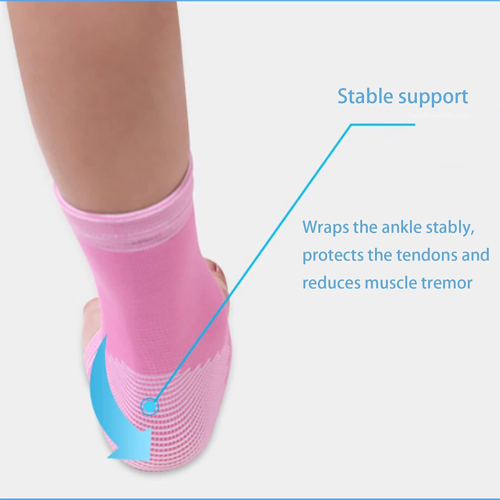 Xinbo 1 Pair Kids Compression Sleeves Foot Arch Support,Kids Children Ankle Brace,Plantar Fasciitis Sock for sprained ankle or sports (Pink)