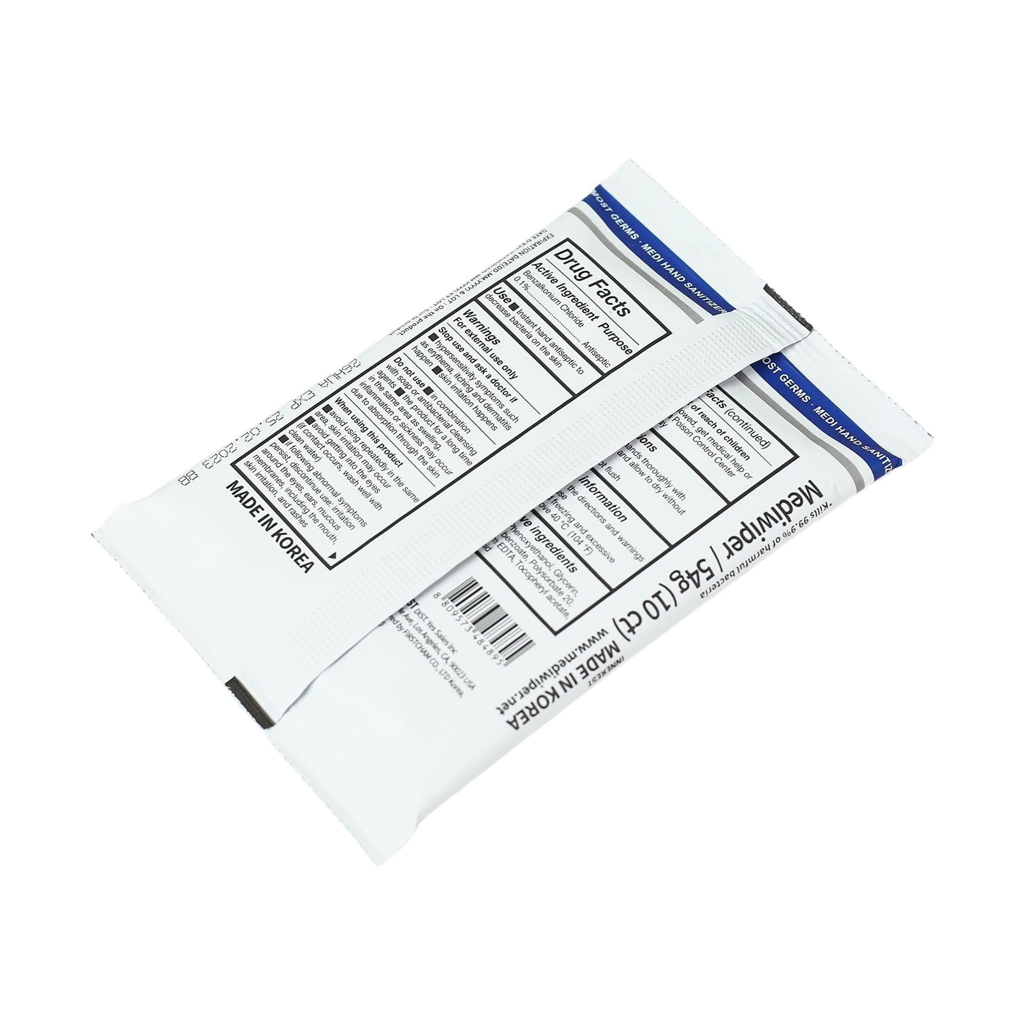 Innerest Innerest Mediwiper Hand Wet Wipes, Hypoallergenic Travel Size Hand Cleaning Wipes (10 CT (Pack of 5))