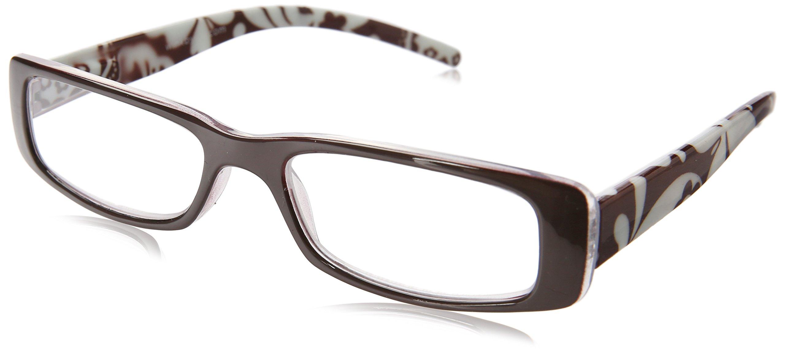 WINK Wink Fancy Brown Floral Rectangle Reading Glass with Matching Pattern Case, +1.50, 0.200 Ounce