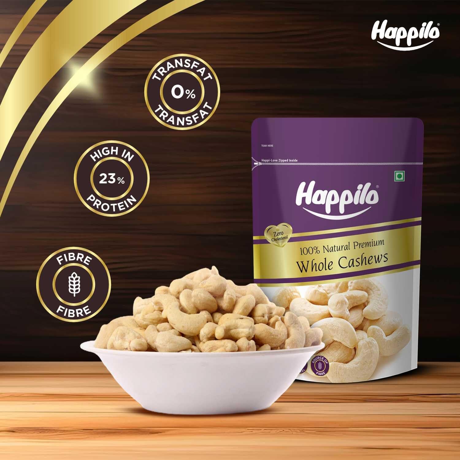 Happilo Happilo 100% Natural Premium Whole Cashews, 200 g, Pack of 2