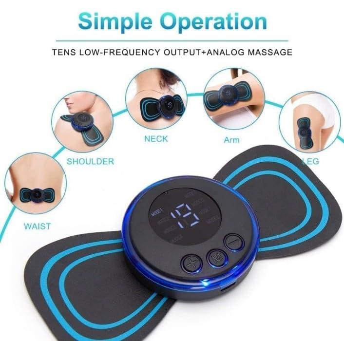 REBONICX REBONICX Full Body Mini Butterfly Tens Massager With 8 Modes, 19 Levels Electric Rechargeable Portable EMS Patch For Shoulder, Neck, Arms, Legs, Neck, Men/Women
