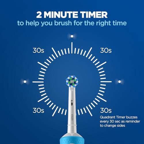 Oral B Oral B Vitality Rechargeable Rotating Electric Toothbrush for Adults with Travel Case & 2 Modes (Daily & Sensitive), 2 Min Timer with Quadpacer, 2 Year Warranty, IPX7 Water Resistant, (White, 1)