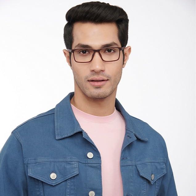 LENSKART BLU LENSKART BLU | Zero Power Blue Cut Computer Glasses | Anti Glare, Lightweight & Blocks Harmful Rays | UV Protection Specs | Maroon | Men & Women | Medium | LB E14283