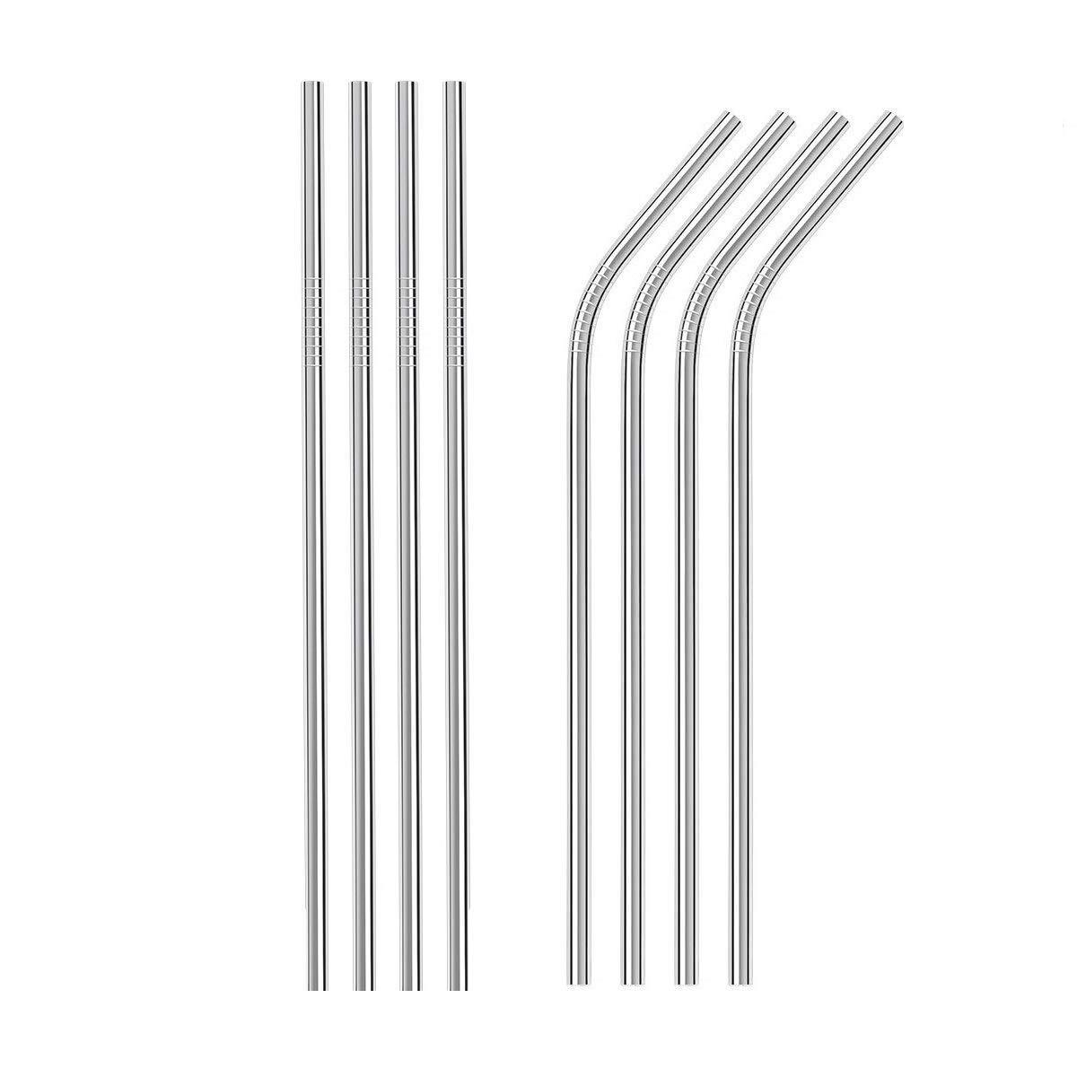 Syga SYGA 8 Pieces Stainless Steel Straws Reusable, Metal Drinking Straws for Smoothie, Milkshake, Cocktail and Hot Drinks