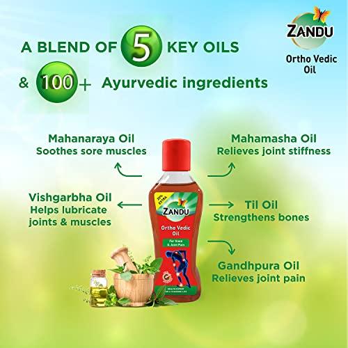 Zandu Zandu Ortho Vedic Oil, 120ml (Pack of 2), Ayurvedic Oil for Relief from Knee and Joint Pain,Muscle Pain, Osteoarthritis Visible Improvement in 7 days