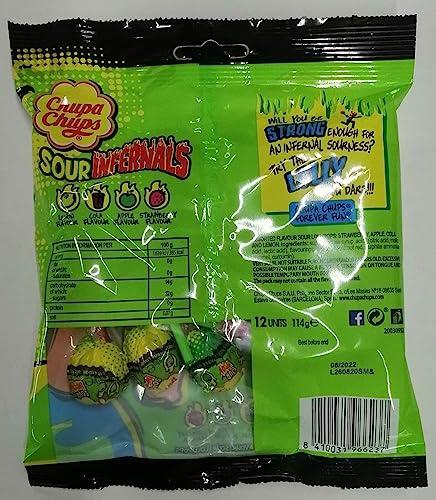 Chupa Chups Chupa Chups Sour Infernals 12 Assorted Flavour Lollipops Packet, 114g